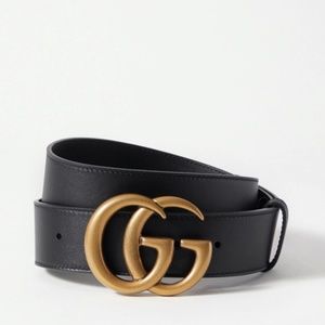 Authentic Gucci Black Belt with Double G Buckle
